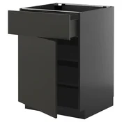 METOD / KNIVSHULT Podni element s fiokom/vratima, Crnosiva/Nickebo boja antracita, mat, 60x60 cm