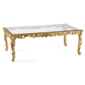 Casa Padrino luxury baroque coffee table with glass top gold - Magnificent solid wood living room table in baroque style - Baroque Furniture - Noble & Magnificent - Luxury Quality - Made in Italy