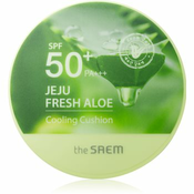 The Saem Jeju Fresh Aloe Cooling Cushion dugotrajni puder u spužvici SPF 50+ s umirujucim djelovanjem nijansa Natural Beige 12 g