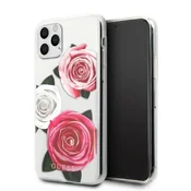 shumee Ovitek Guess za iPhone 11 Pro, prozoren, roza z rožico