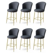 Hanah Home Set barskih stolica Alte, 6 komada, Antracit-zlatni