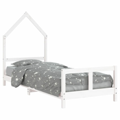 MAISON CHIC Otroški posteljni okvir - Otroški ležaj bel 80x200 cm trdna borovina-J2722, (21794232)