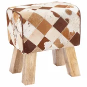 vidaXL klop 40 x 30 x 45 cm Pravo usnje Rjav patchwork