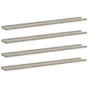Vidaxl Stenske police 4 kosi betonsko sive 100x9x3 cm