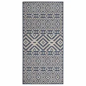 Vidaxl Zunanja preproga ploščato tkanje 80x150 cm modre črte