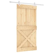 Vidaxl Drsna vrata Naravna in bela 100 x 210 cm Masiven borov les