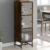 Visoka komoda sa staklenim vratima boja hrasta 35 x 37 x 120 cm