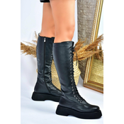 Fox Shoes Black Lace-up Casual Womens Boots