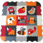 Baby Great - Puzzle Penové puzzle Zvieratká šedé a červené XS s okrajmi 9 dielikov kosov