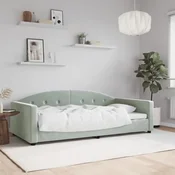 shumee vidaXL Kavč z ležiščem svetlo siv 100x200 cm oblazinjen z žametom