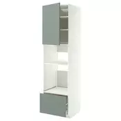 METOD / MAXIMERA Visoki element za ugradb uredaje, bijela/Nickebo matirano, sivo-zelena, 60x60x220 cm