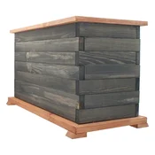 Pravokotni vrtni cvetlični lonček, antracit - tikovina