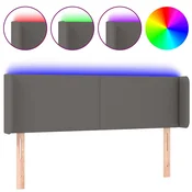 Vidaxl LED posteljno vzglavje sivo 147x16x78/88 cm umetno usnje