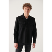 Avva Mens Black Cotton Lightweight Comfort Fit Casual Cut Jacket Coat