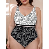 PLUS SIZE MONOKINI REOUT bijeli i crni