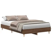Vidaxl Posteljni okvir brez vzmetnice rjav hrast 135x190 cm