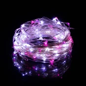 springos Božične lučke 100 roza in belih LED luči na baterije, (21638552)