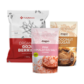 Kulinarični komplet: goji jagode + kokosov sladkor + himalajska sol, komplet