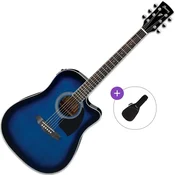 Ibanez PF15ECE-TBS Basic SET Transparent Blue Sunburst Elektroakustična dreadnought