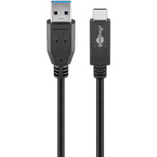 GOOBAY USB (Type A)/USB-C 0,5m črn podatkovni polnilni kabel