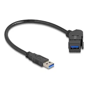 Delock USB 5 Gbps ženski konektor za montažu na panel, 45° kutni muški konektor tipa A s kabelom od 30 cm, crni