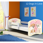 Dječji krevet ACMA s motivom, bočna bijela 140x70 cm - 12 Dogs in Love
