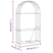 Greatstore Nosilec za polena svetlo rjav 120x45x210 cm pocinkano jeklo