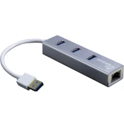 HUB USB 3.0 3portni Inter-Tech Argus IT-310 z 100/1000 Ethernet mrežnim priključkom srebrn (IT-310-S)