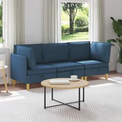 Vidaxl Modularni kavč s shranjevanjem 3 pcs Modra Blago