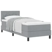 Vidaxl Postelja z vzmetnico z vzglavjem Svetlo siva 80 x 200 cm blago