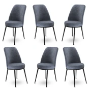 Hanah Home Set 6 trpezarijskih stolica Dexa Sivo-Crni