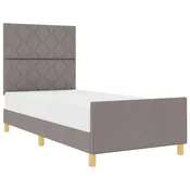 Vidaxl Konstrukcija postelje z vzglavjem Taupe 100 x 200 cm blago