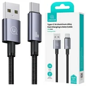 USAMS USAMS USB NA USB-C 3A 2M HITRI POLNILNI KABEL ZA TELEFON, JEKLO, (21980355)