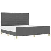 Vidaxl Konstrukcija postelje z vzglavjem Temno siva 180 x 200 cm blago