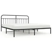 Vidaxl Kovinski posteljni okvir z vzglavjem črn 193x203 cm