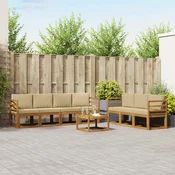 Set vanjskih sofa s jastukom 8 pcs Prirodna i bež