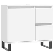 Vidaxl Kopalniška omarica bela 65x33x60 cm inženirski les