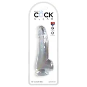Pipedream King Cock Clear - Dildo s priseskom in kroglicami 19 cm prozoren