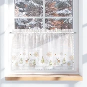 BOŽIČNA DREVEŠKA - Voile zavesa - 100x40 cm - bela