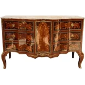 Casa Padrino baroque chest of drawers brown/gold/cream 138 x 50 x H. 88 cm - Handmade solid wood chest of drawers with 6 drawers and marble top