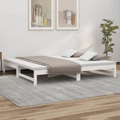Dnevni ležaj na izvlacenje bijeli 2 x (100 x 200) cm borovina