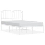 Vidaxl Kovinski posteljni okvir z vzglavjem bel 120x200 cm