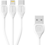Podatkovni in polnilni kabel RC-050th Lesu, micro USB-iPhone lightning-Type C, 3v1, Remax, 1m, bela