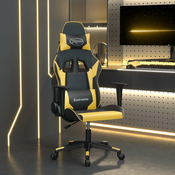 Vidaxl Masažni gaming stol črno in zlato umetno usnje