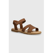 Usnjeni sandali Sorel ELLA III ANKLE STRAP ženski, rjava barva, 2076821242
