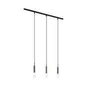 Sodobni sistem tirnih svetil črn s 3 visečimi svetilkami gunmetal 1-fazni - Slimline Loyce