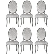 Casa Padrino luxury Art Nouveau dining chair set of 6 silver/gray/silver 51 x 48 x H. 106 cm - Elegant kitchen chairs with pattern - Baroque & Art Nouveau dining room furniture - Luxury quality