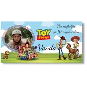 Personal Rojstnodnevni transparent s fotografijo - Toy story Dimenzije transparenta: 130 x 65 cm