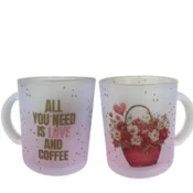 Skodelica Love & Coffee – cvetlični motiv