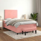 Box spring krevet s madracem ružicasti 120 x 200 cm baršunasti